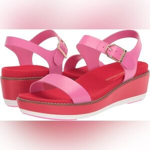 Cole Haan Women's Red & Pink Original Grand Flatform Wedge Open Toe Sandals 11